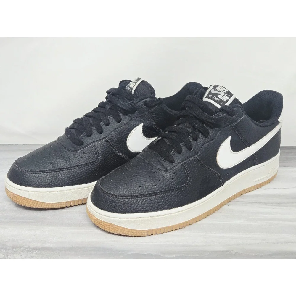 Nike Air Force 1 Low '07 Black White Pebbled Leather Shoe CT2302-002 US Men's 12
